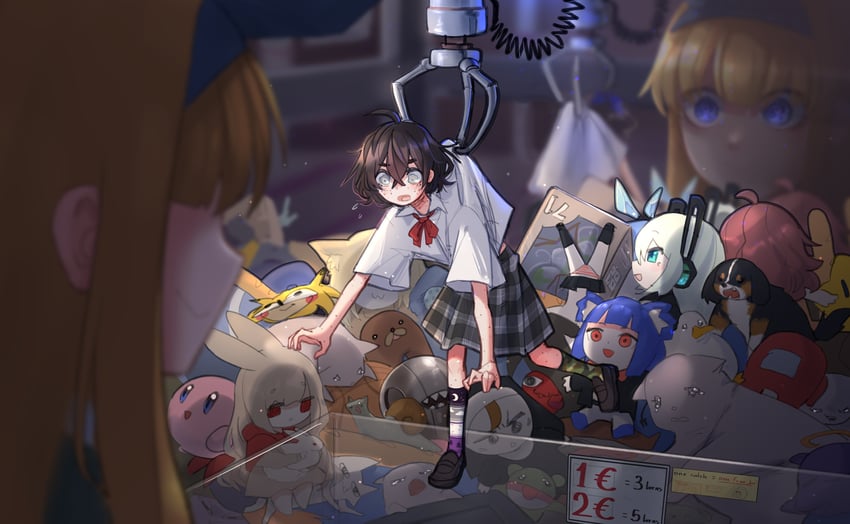 kirby, crewmate, froggy nun, neco-arc, red, and 9 more (original and 10 more) drawn by popopoka