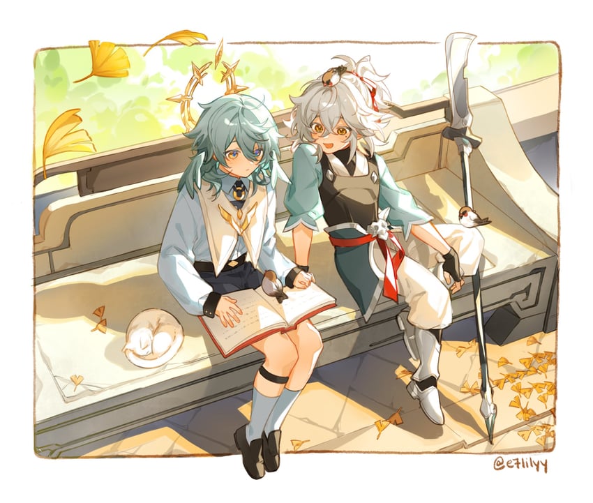 sunday and jing yuan (honkai and 1 more) drawn by alkalilyy