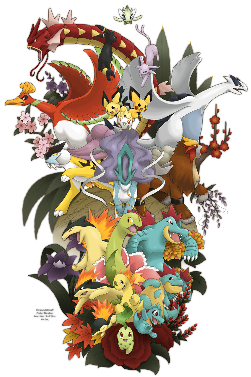 umbreon, espeon, cyndaquil, chikorita, pichu, and 17 more (pokemon) drawn by ditb