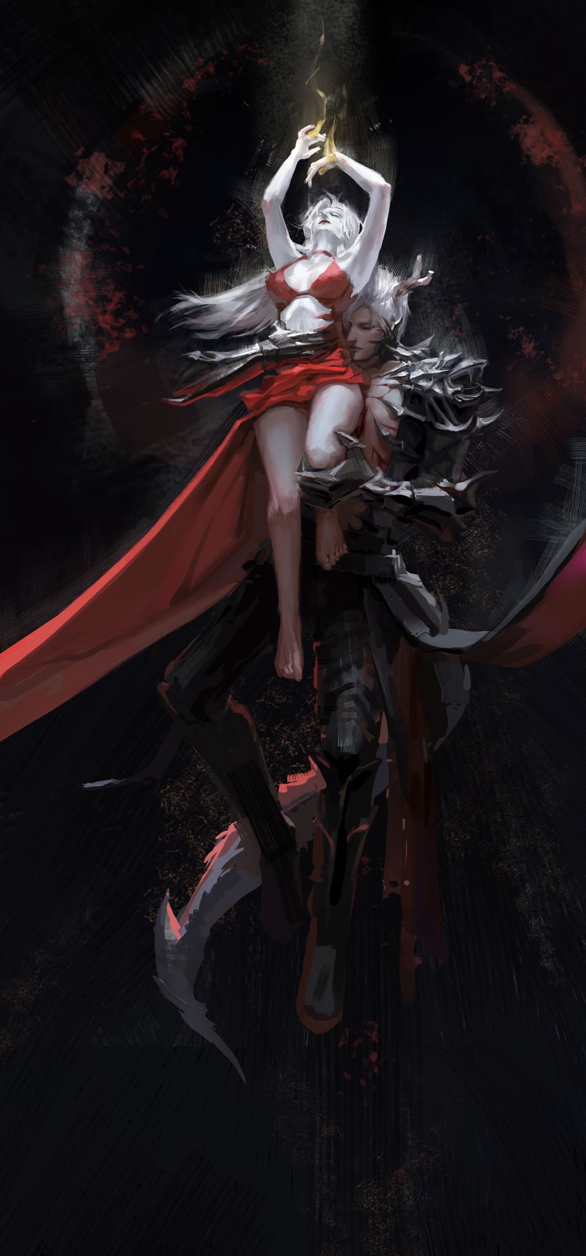 protagonist and sylus (love and deepspace) drawn by adora_zhang