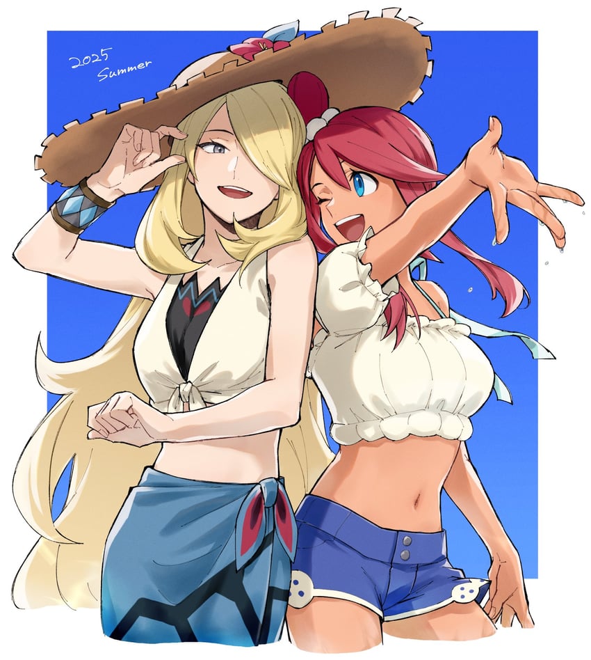 cynthia and skyla (pokemon and 1 more) drawn by mocollie
