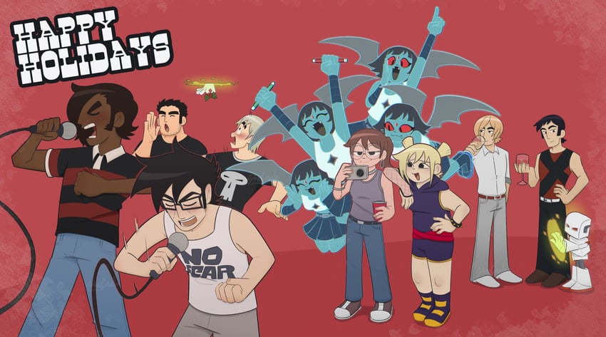 lucas lee, todd ingram, roxie richter, gideon graves, matthew patel, and 5 more (scott pilgrim and 1 more) drawn by skycaelo