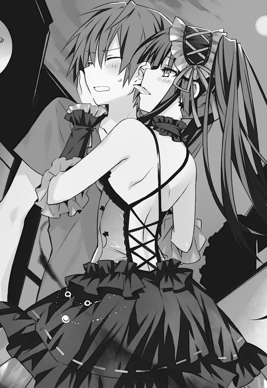 tokisaki kurumi and itsuka shido (date a live) drawn by tsunako