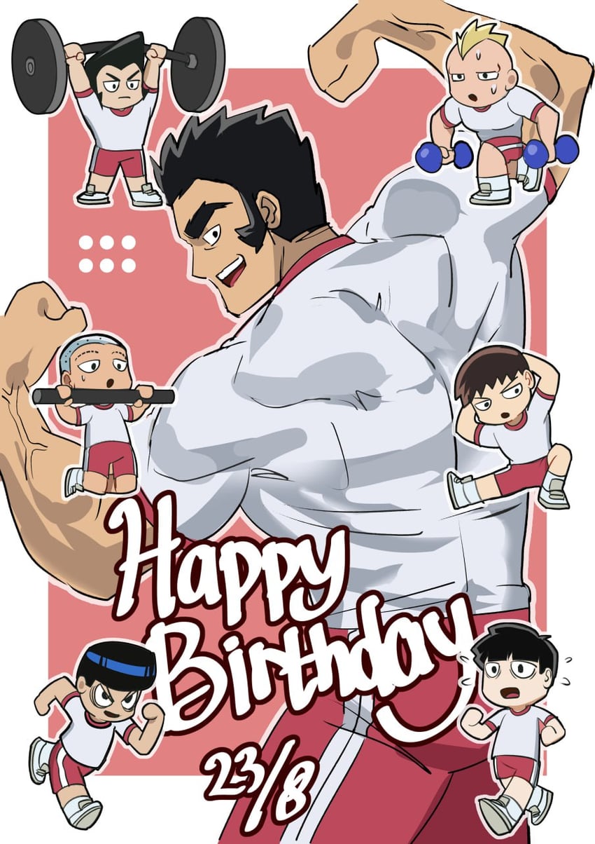 kageyama shigeo, gouda musashi, shimura ryohei, onigawara tenga, yamamura hideki, and 2 more (mob psycho 100) drawn by sudanaya