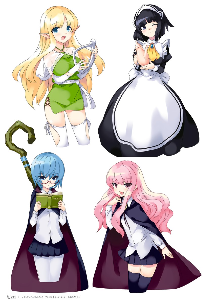 louise francoise le blanc de la valliere, tiffania westwood, tabitha, and siesta (zero no tsukaima) drawn by usatsuka_eiji