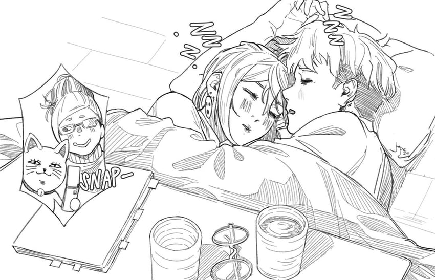 ayase momo, takakura ken, turbo granny, and ayase seiko (dandadan) drawn by jope0o
