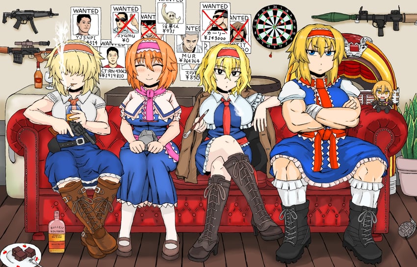 kirisame marisa, alice margatroid, rei, hinase, taisa, and 8 more (touhou and 3 more) drawn by tsurime_suki