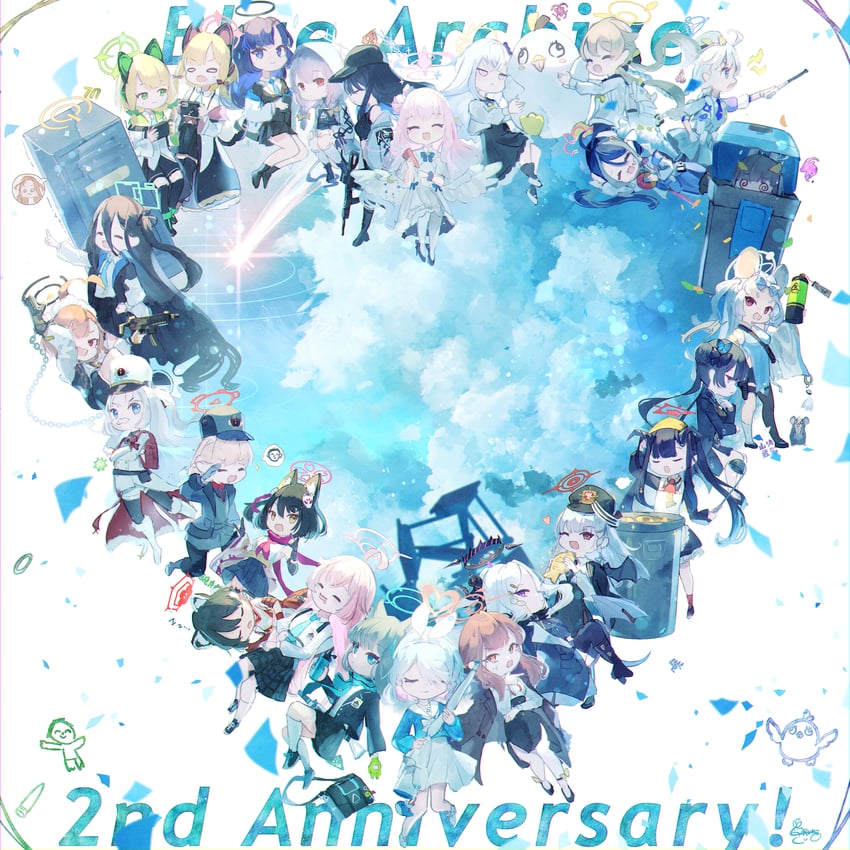 sensei, yuuka, doodle sensei, hina, shiroko, and 25 more (blue archive) drawn by carume_cuo