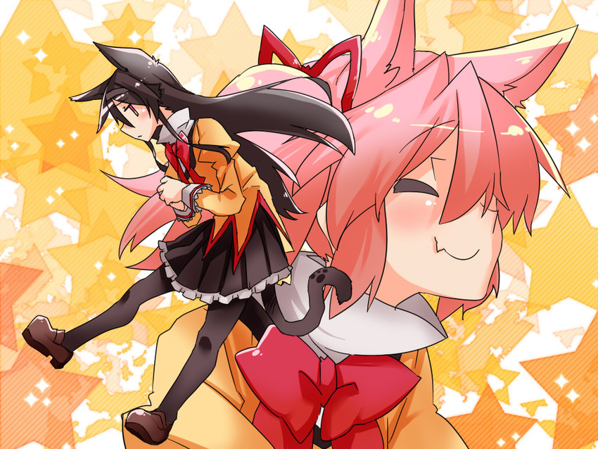 akemi homura and kaname madoka (mahou shoujo madoka magica) drawn by mirumiru