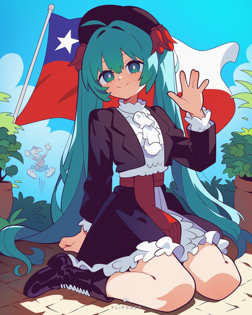 hatsune miku and condorito (vocaloid and 1 more) drawn by flipherrrr
