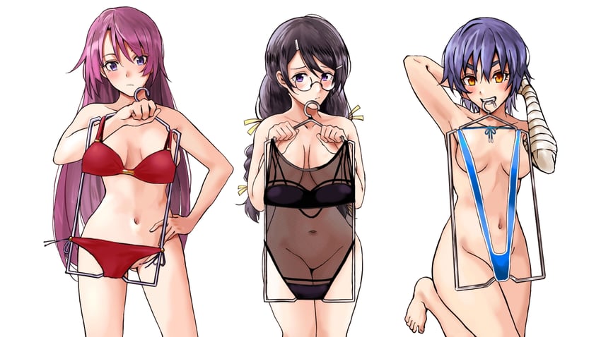 senjougahara hitagi, hanekawa tsubasa, and kanbaru suruga (monogatari and 1 more) drawn by nari_(nari149528)