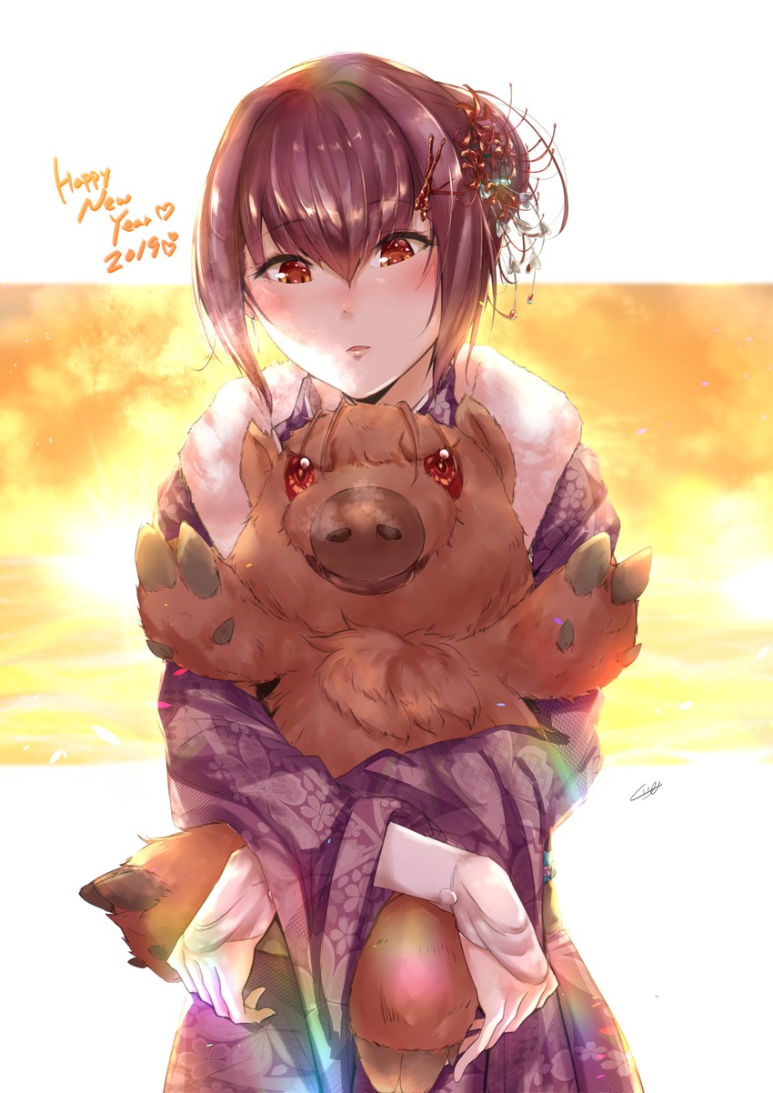scathach (fate and 1 more) drawn by kuzia_(atarayo)
