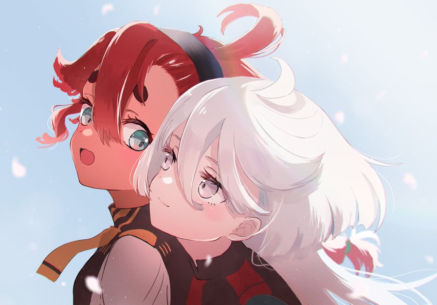 suletta mercury and miorine rembran (gundam and 1 more) drawn by nashiki_(mmmike081829)