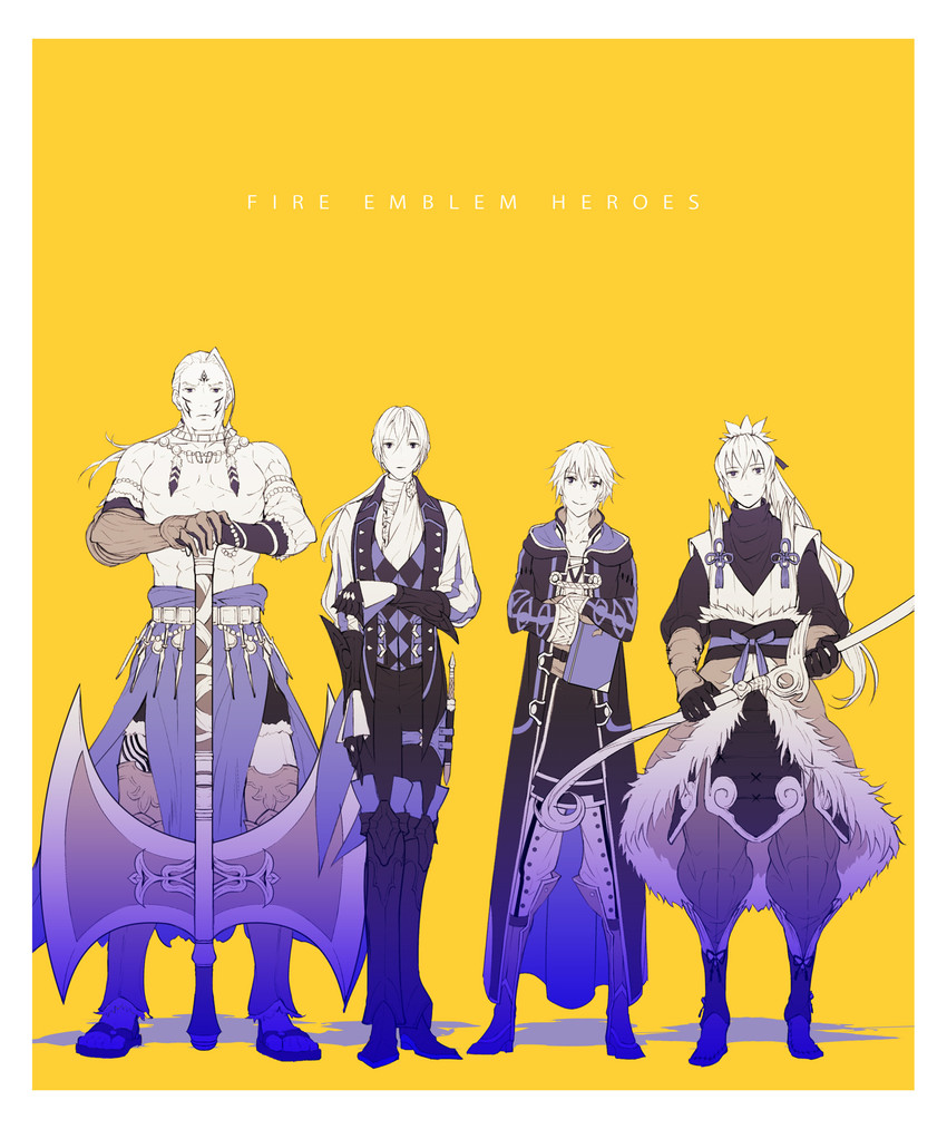 male robin, takumi, jakob, and hawkeye (fire emblem and 4 more) drawn by amao_miyuki