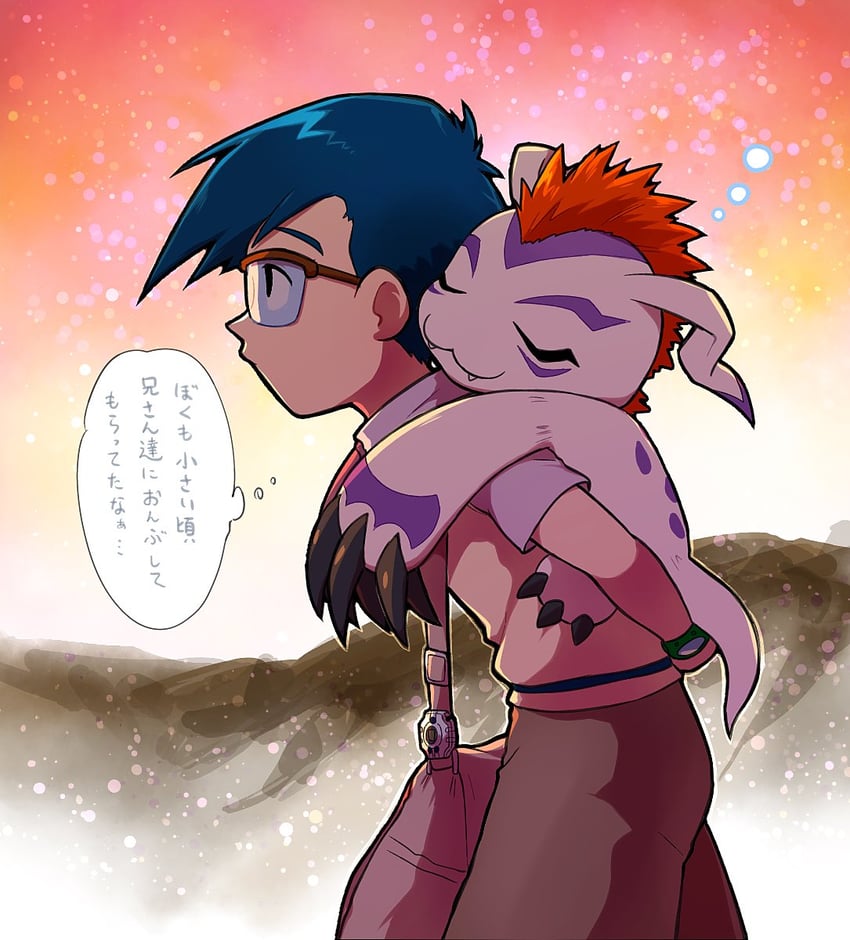 kido jo and gomamon (digimon and 1 more) drawn by hoshi_(star-name2000)