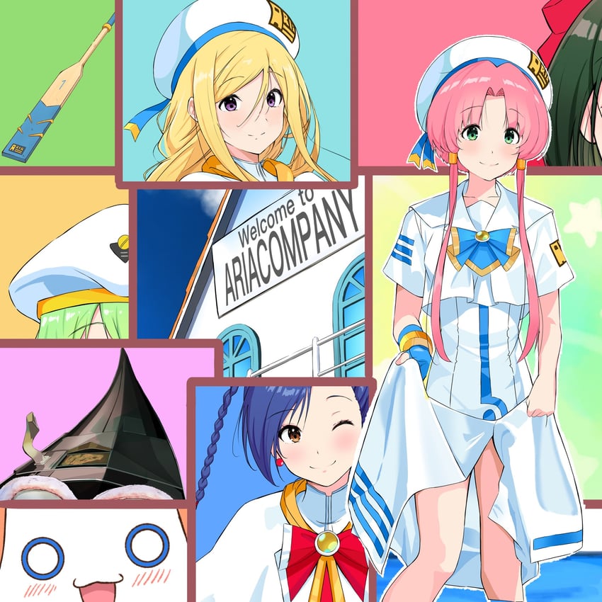 mizunashi akari, alice carroll, aika granzchesta, aria pokoteng, alicia florence, and 1 more (aria) drawn by andanden