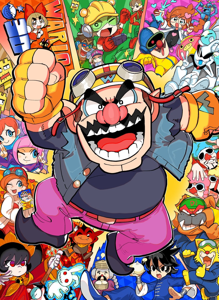 ashley, wario, mona, red, penny crygor, and 16 more (warioware) drawn by dancho_no_mori