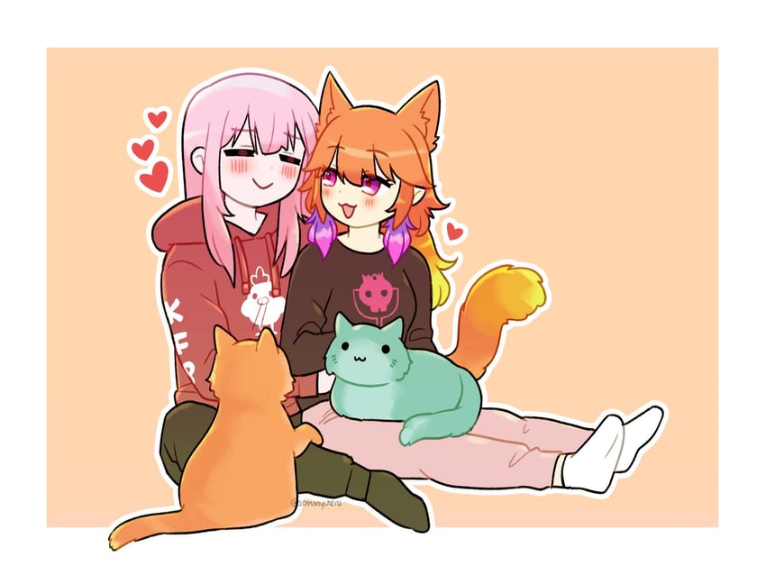 mori calliope, takanashi kiara, chonkers, and smoothie (hololive and 1 more) drawn by chen_(somanychens)