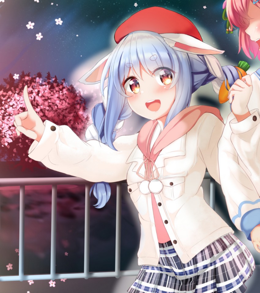 usada pekora and sakura miko (hololive) drawn by tuchan