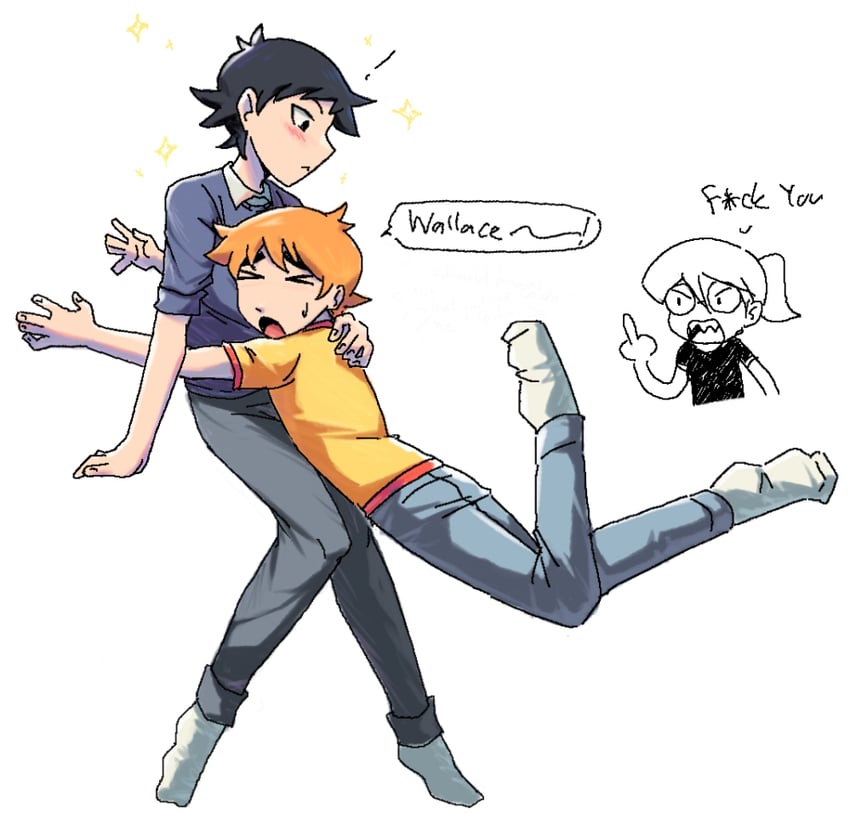 scott pilgrim, wallace wells, and julie powers (scott pilgrim) drawn by warambling
