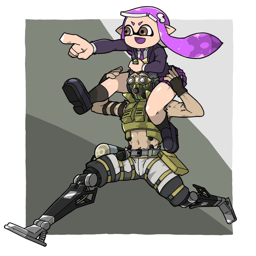 inkling player character, inkling girl, and octane (splatoon and 1 more) drawn by name_omoitukan2