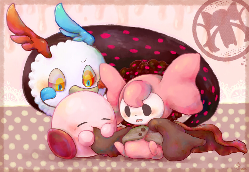 kirby and charlotte (mahou shoujo madoka magica and 1 more) drawn by kimura_mikan