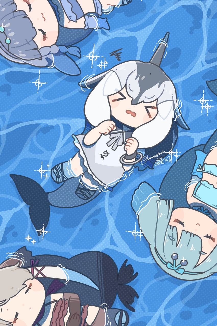 walrus, dugong, pacific white-sided dolphin, and american manatee (kemono friends and 1 more) drawn by hamanekoko
