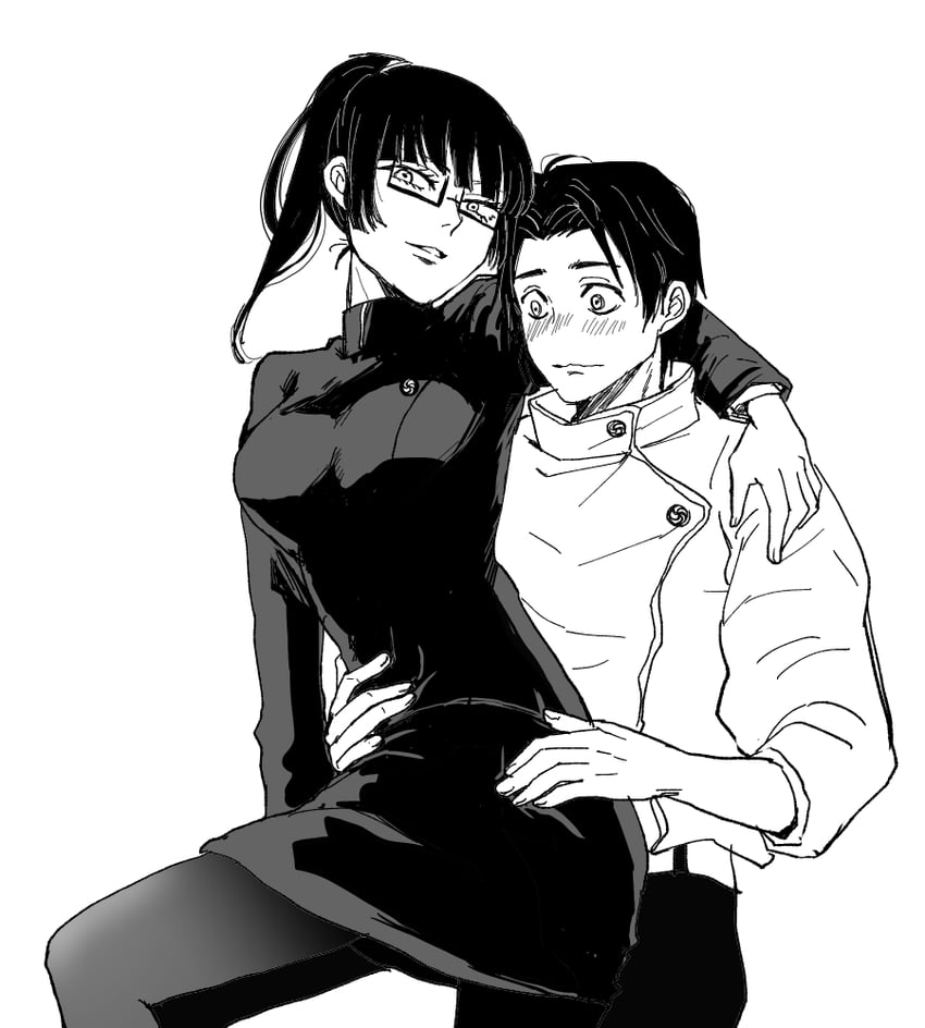 zen'in maki and okkotsu yuuta (jujutsu kaisen) drawn by keh