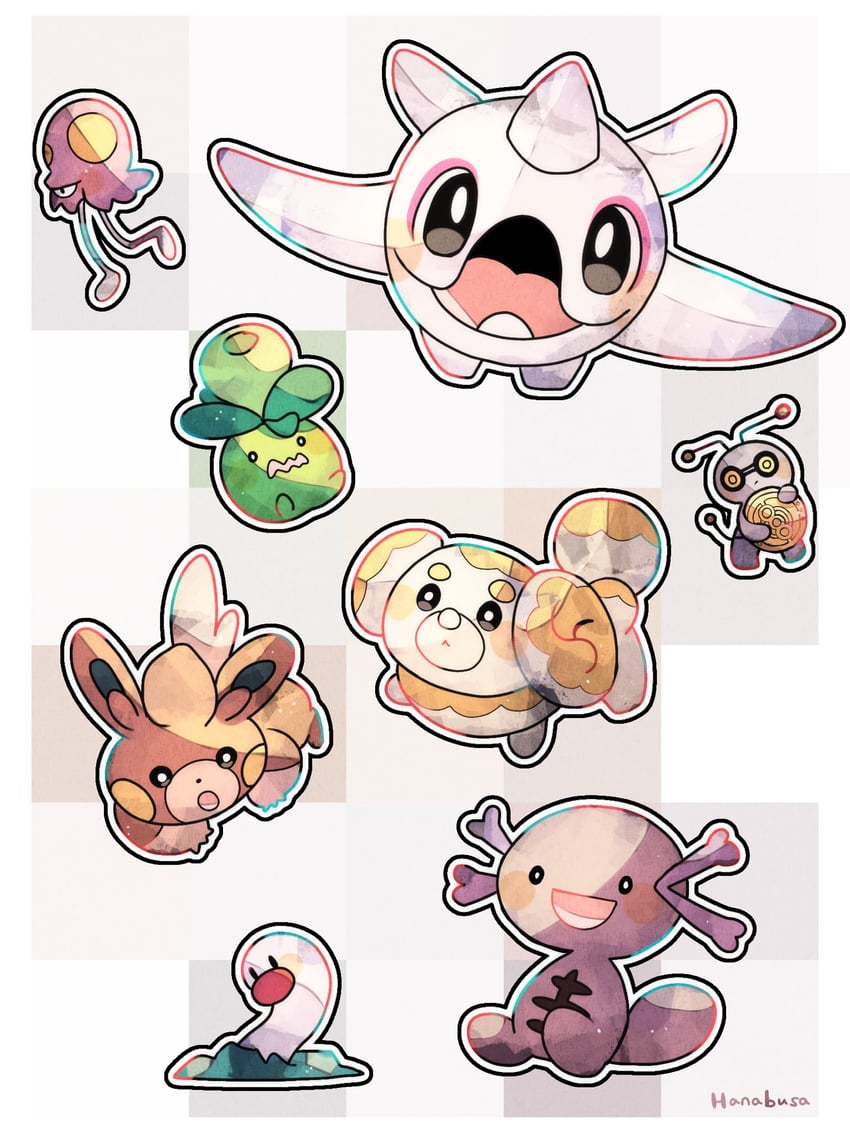 pawmi, paldean wooper, smoliv, fidough, cetoddle, and 3 more (pokemon) drawn by hanabusaoekaki