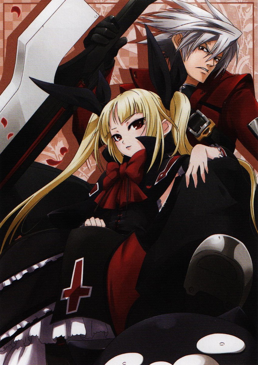ragna the bloodedge, rachel alucard, and nago (blazblue and 1 more) drawn by mori_toshimichi