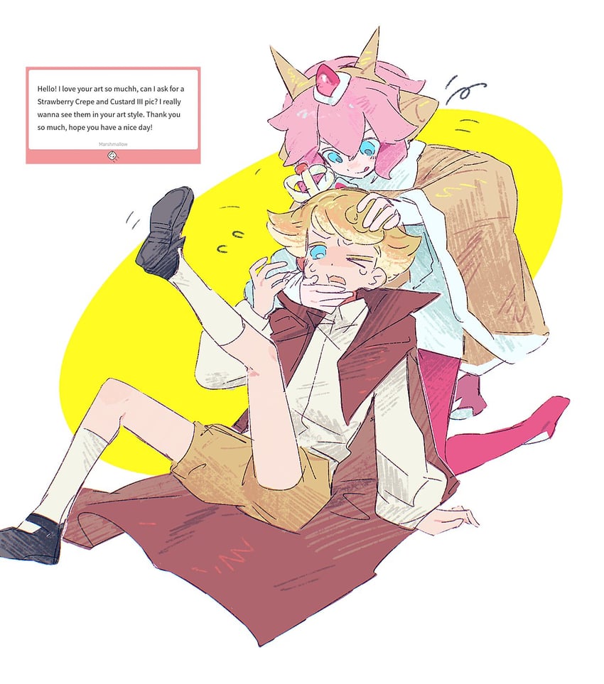 strawberry crepe cookie and custard cookie iii (cookie run and 1 more) drawn by piecepforever