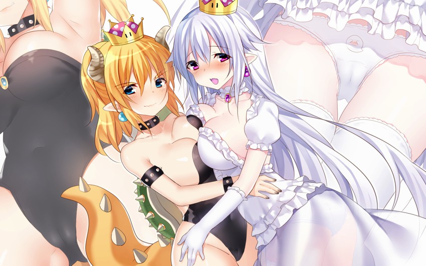 bowsette, princess king boo, and boo (mario and 2 more) drawn by craytm