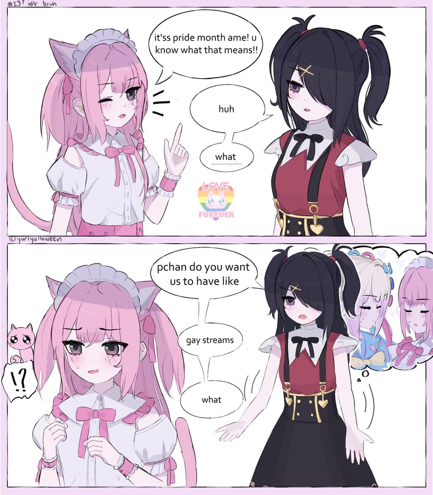 chouzetsusaikawa tenshi-chan, pien cat, and p-chan (needy girl overdose) drawn by yuriyalloween