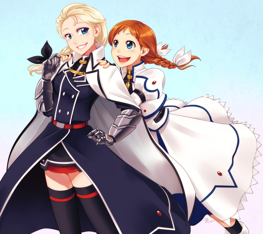 fate testarossa, takamachi nanoha, elsa, and anna (lyrical nanoha and 2 more) drawn by m._beatriz_garcia
