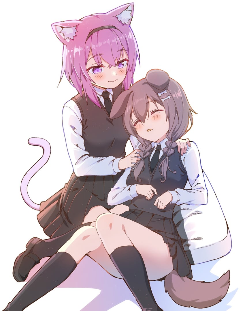 nekomata okayu and inugami korone (hololive) drawn by ishida_aya