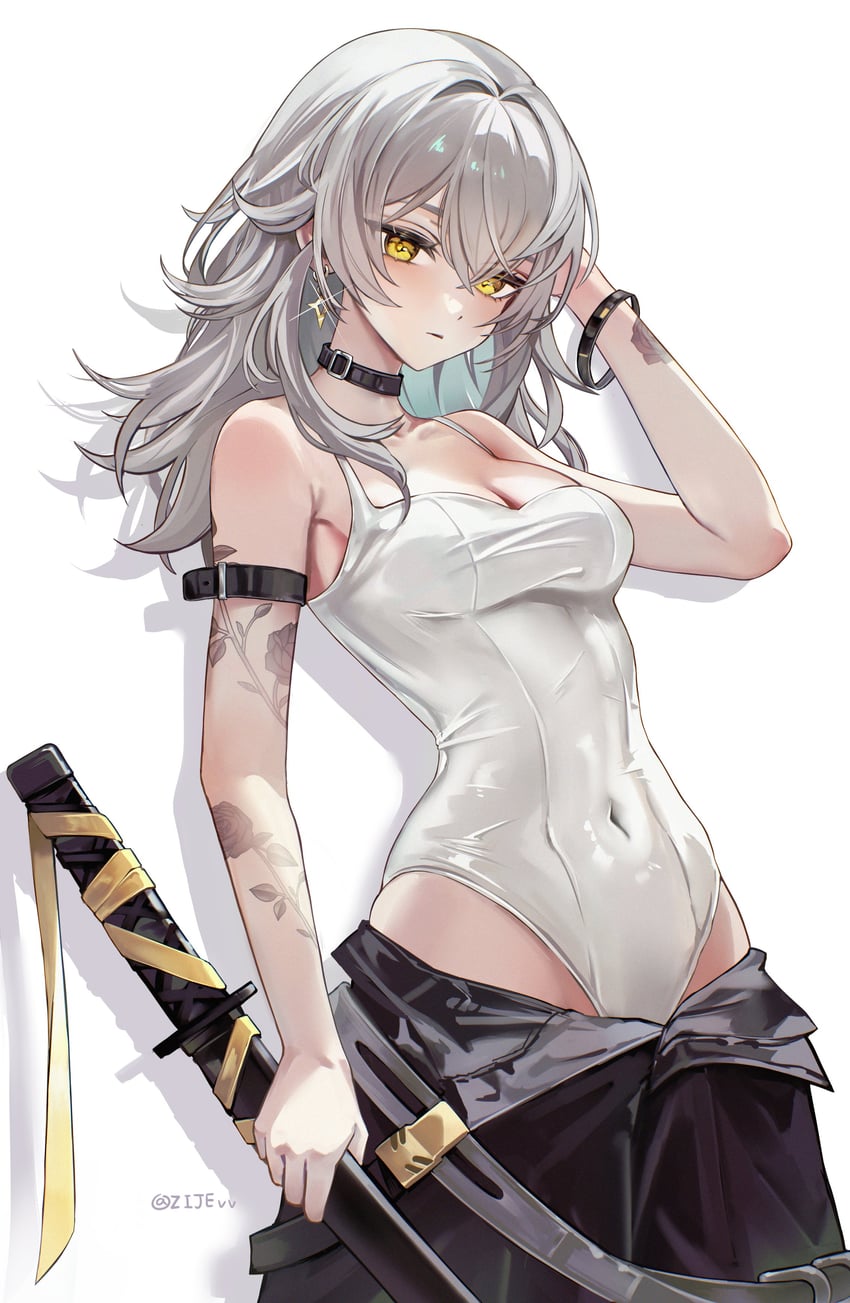 trailblazer and stelle (honkai and 1 more) drawn by zije