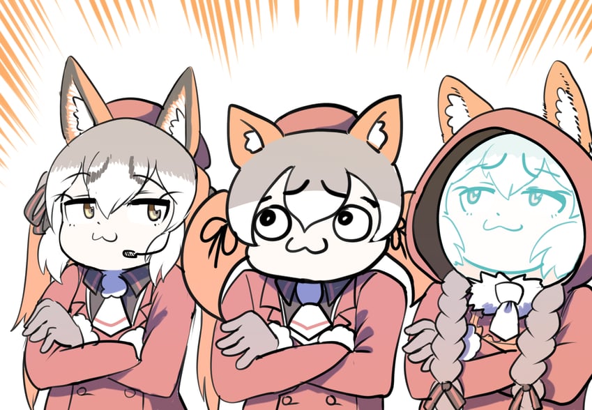 island fox, kanihai, and shimahairobo (kemono friends and 1 more) drawn by mcgunngu