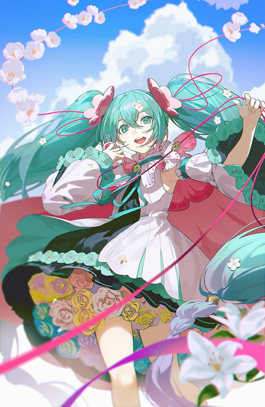 hatsune miku and magical mirai miku (vocaloid and 1 more) drawn by xiaojiaju
