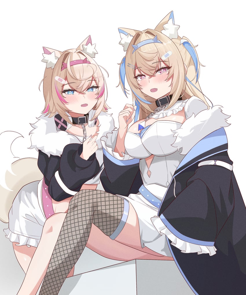 fuwawa abyssgard and mococo abyssgard (hololive and 1 more) drawn by sasaki_ikuya