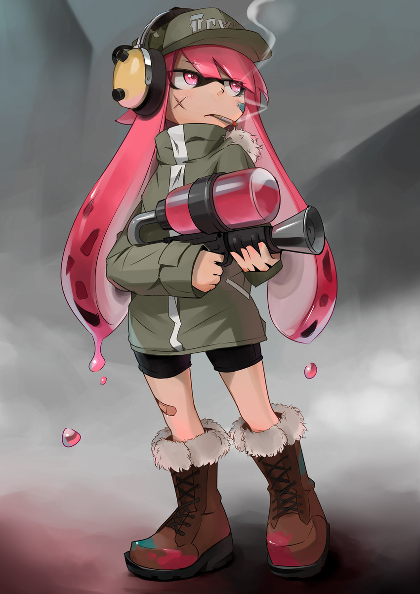 inkling player character and inkling girl (splatoon and 1 more) drawn by rjngo