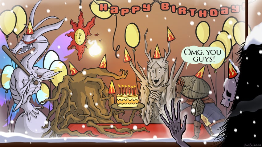 chosen undead, gravelord nito, seath the scaleless, the four kings, and bed of chaos (dark souls and 1 more) drawn by voidburger