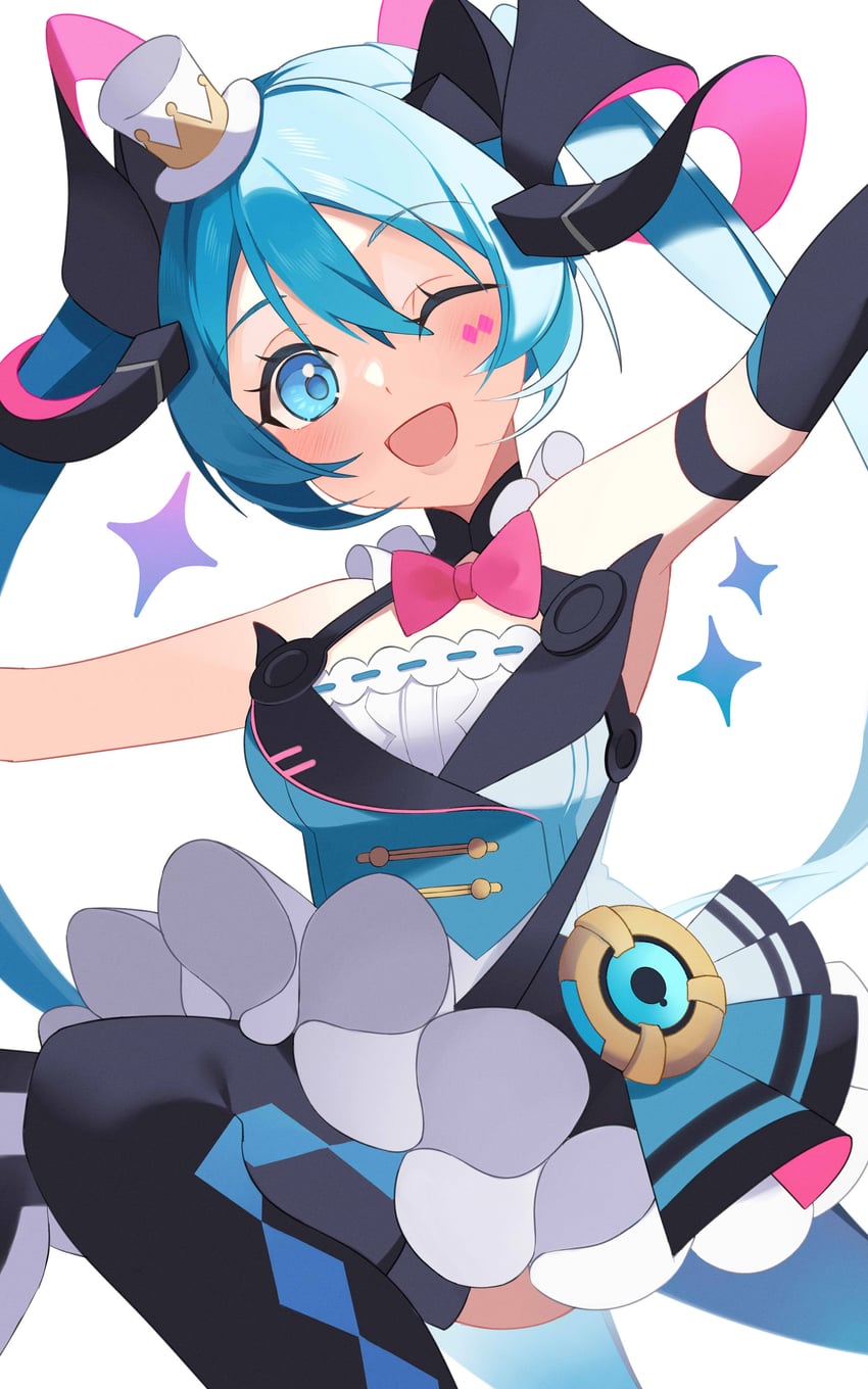 hatsune miku and magical mirai miku (vocaloid and 1 more) drawn by hiryang