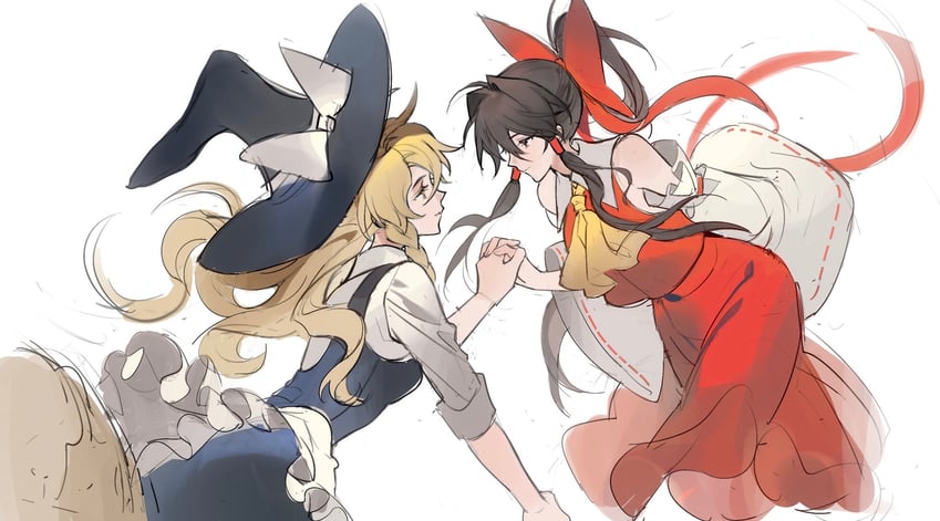 hakurei reimu and kirisame marisa (touhou) drawn by mie_xing