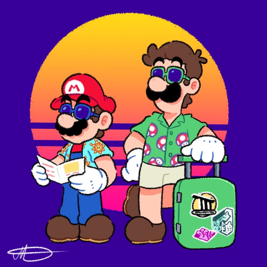 mario and luigi (mario and 3 more) drawn by jradical2014