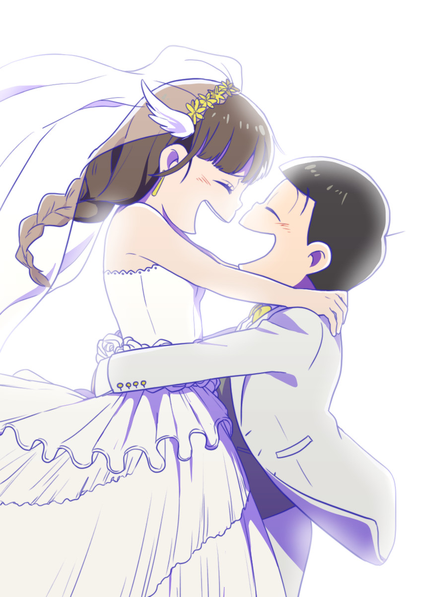 matsuno jyushimatsu and jyushimatsu's girlfriend (osomatsu and 2 more) drawn by sosamoto