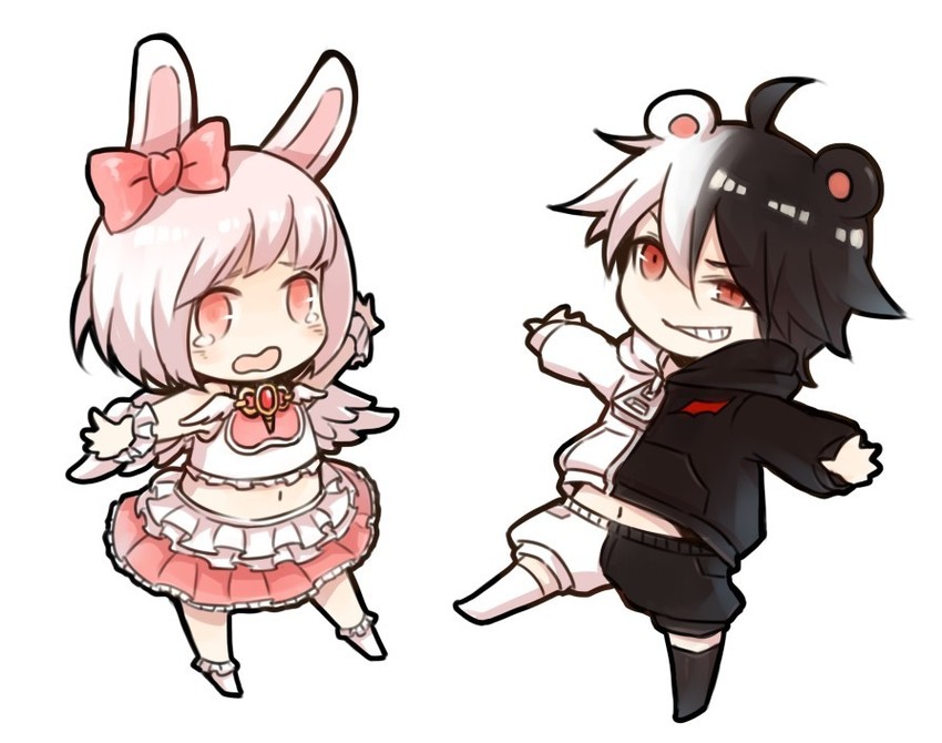 monokuma and usami (danganronpa and 1 more) drawn by kaguya_ame