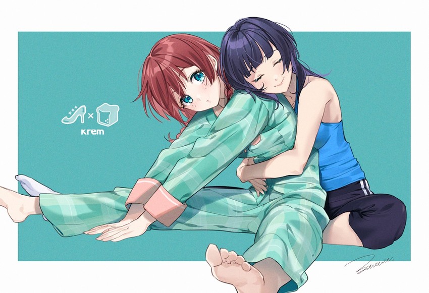 emma verde and asaka karin (love live! and 1 more) drawn by zawawa_(satoukibi1108)