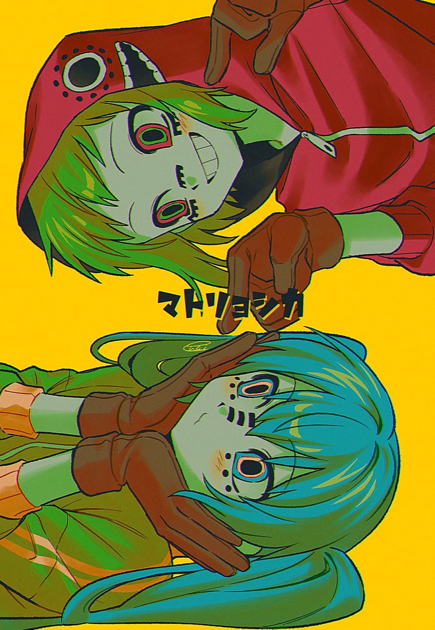 hatsune miku and gumi (vocaloid and 1 more) drawn by menma_(enaic31)