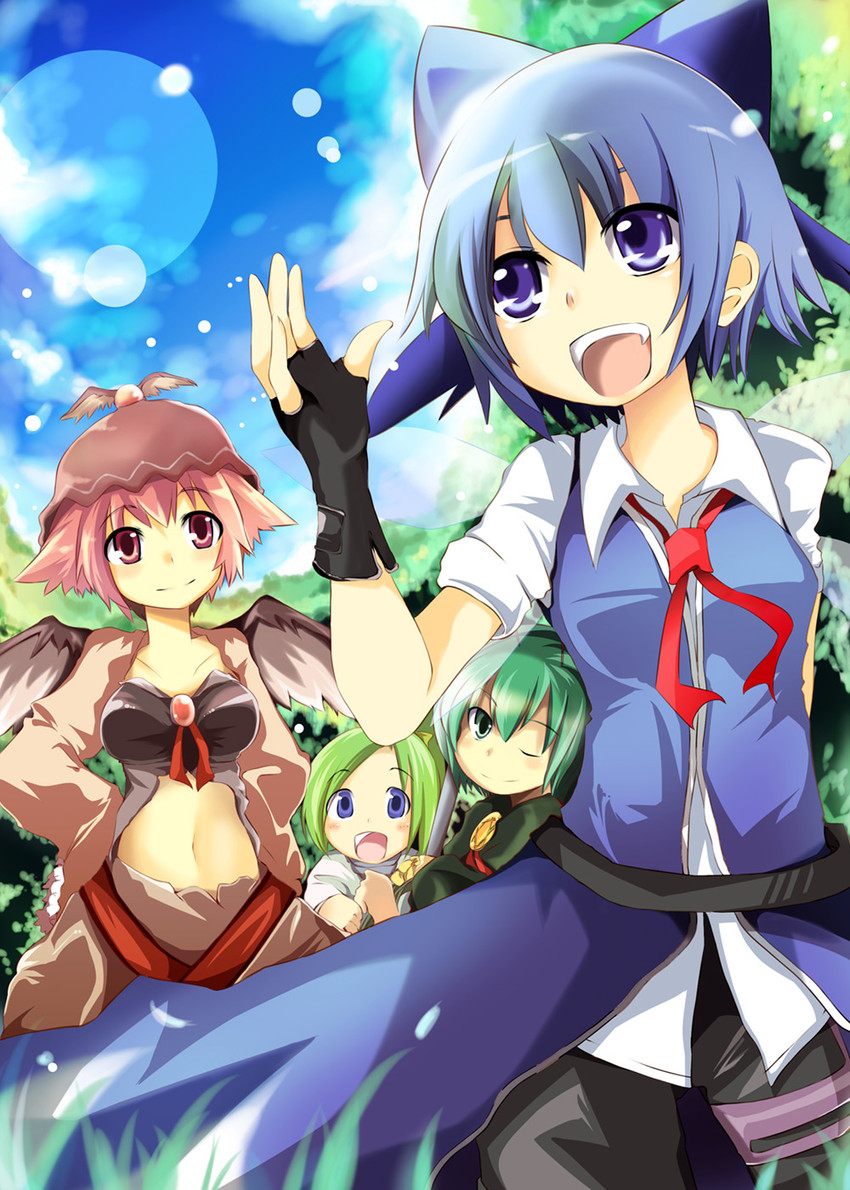 cirno, mystia lorelei, daiyousei, and wriggle nightbug (touhou and 1 more) drawn by maturiuta_sorato