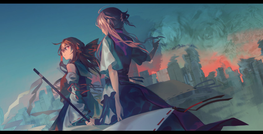 hakurei reimu and yakumo yukari (touhou) drawn by huang_gua